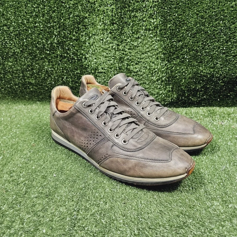 Magnanni Cristian Gray Leather Casual Lace Up Sneakers Mens Size 11 M